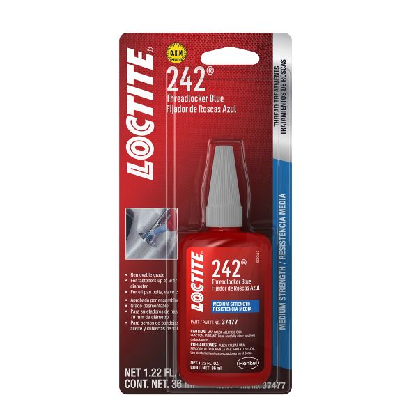 PM37477: LOCTITEВ® 242В® Blue Threadlocker, 36 ml (1.22 Fluid Oz) Bottle